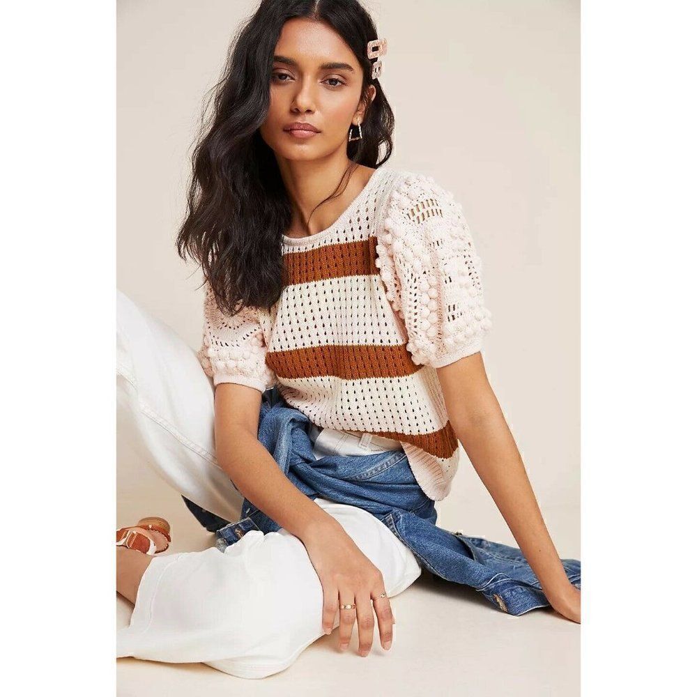 NEW ANTHROPOLOGIE SZ M STELLA PARDO GRETA TEXTURED SWEATER TEE